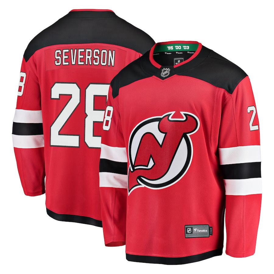 Men New Jersey Devils #28 Damon Severson Fanatics Branded Red Home Breakaway Player NHL Jersey